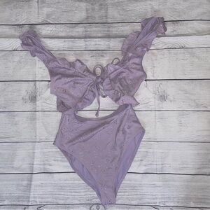 ASOS Swim Lavender Ruffle One-Piece Swimsuit